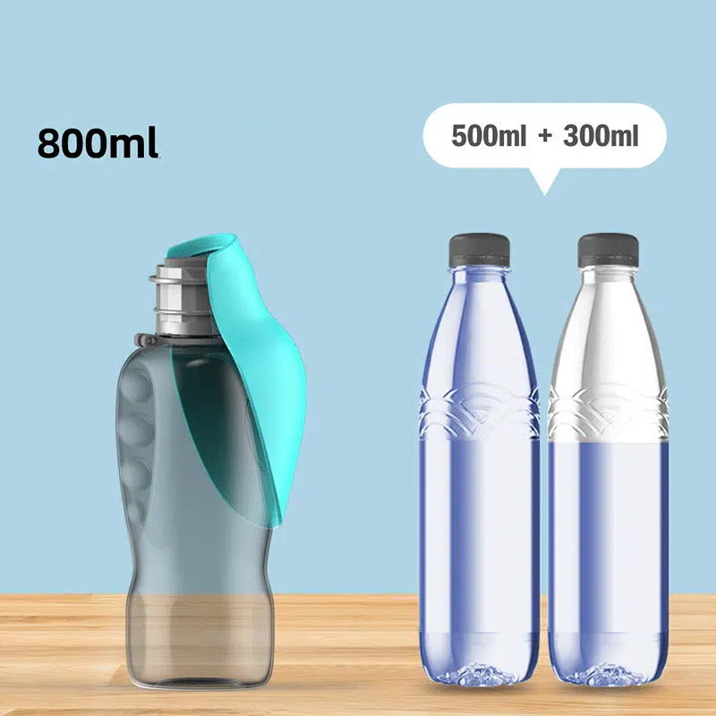 Gourde de voyage pour chiens avec bol anti fuites pliable grande capacité 800ml