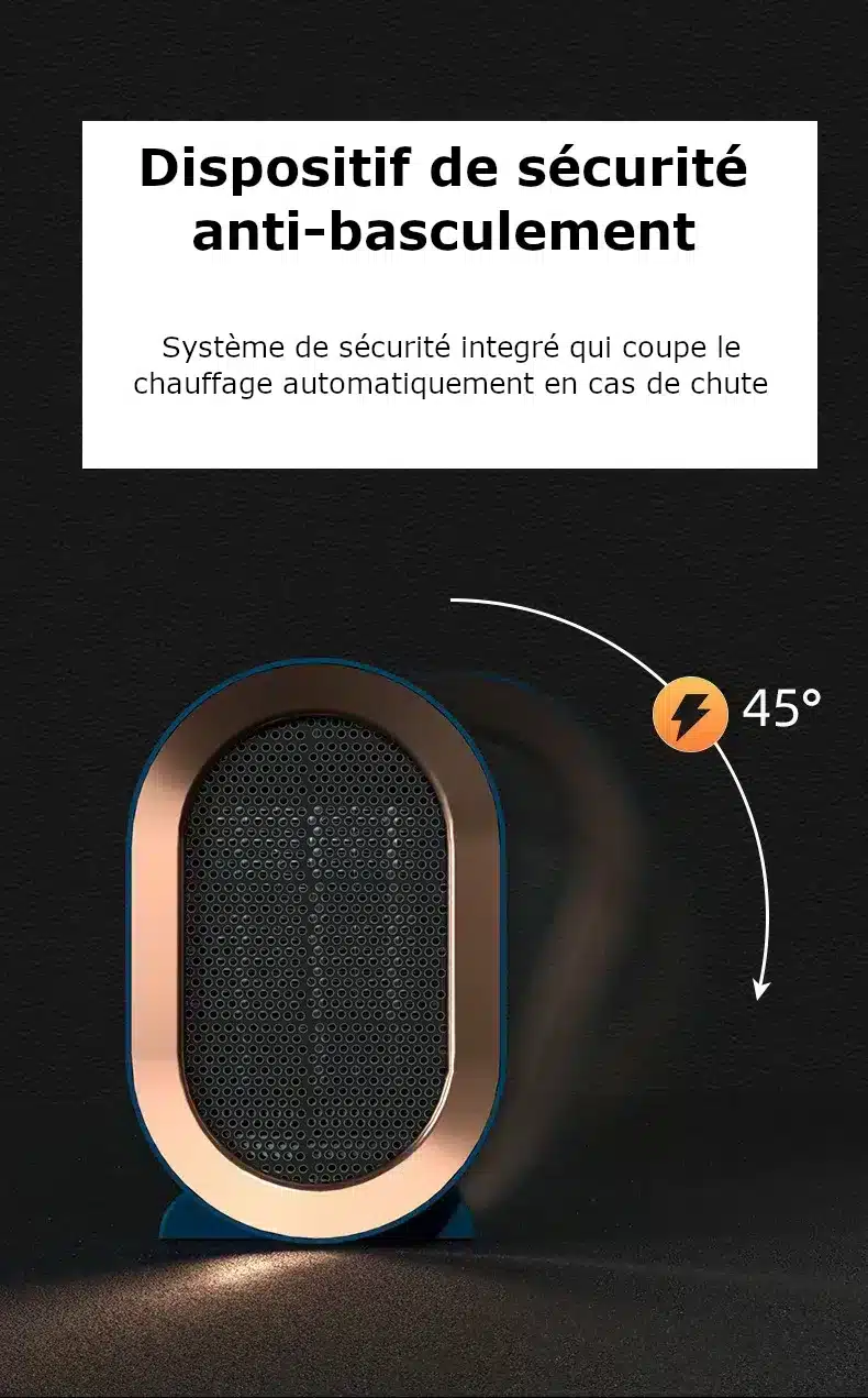 Petit Radiateur D'appoint 1200W - Chauffage Silencieux Pour Chambre - Sécurité Basculement Et Surchauffe - Portable