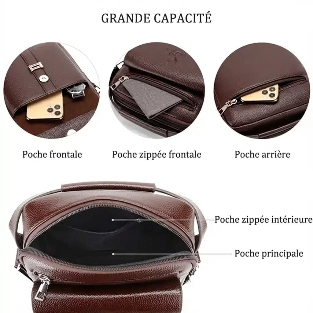 Sac a bandoulière et sacoche en cuir pour homme