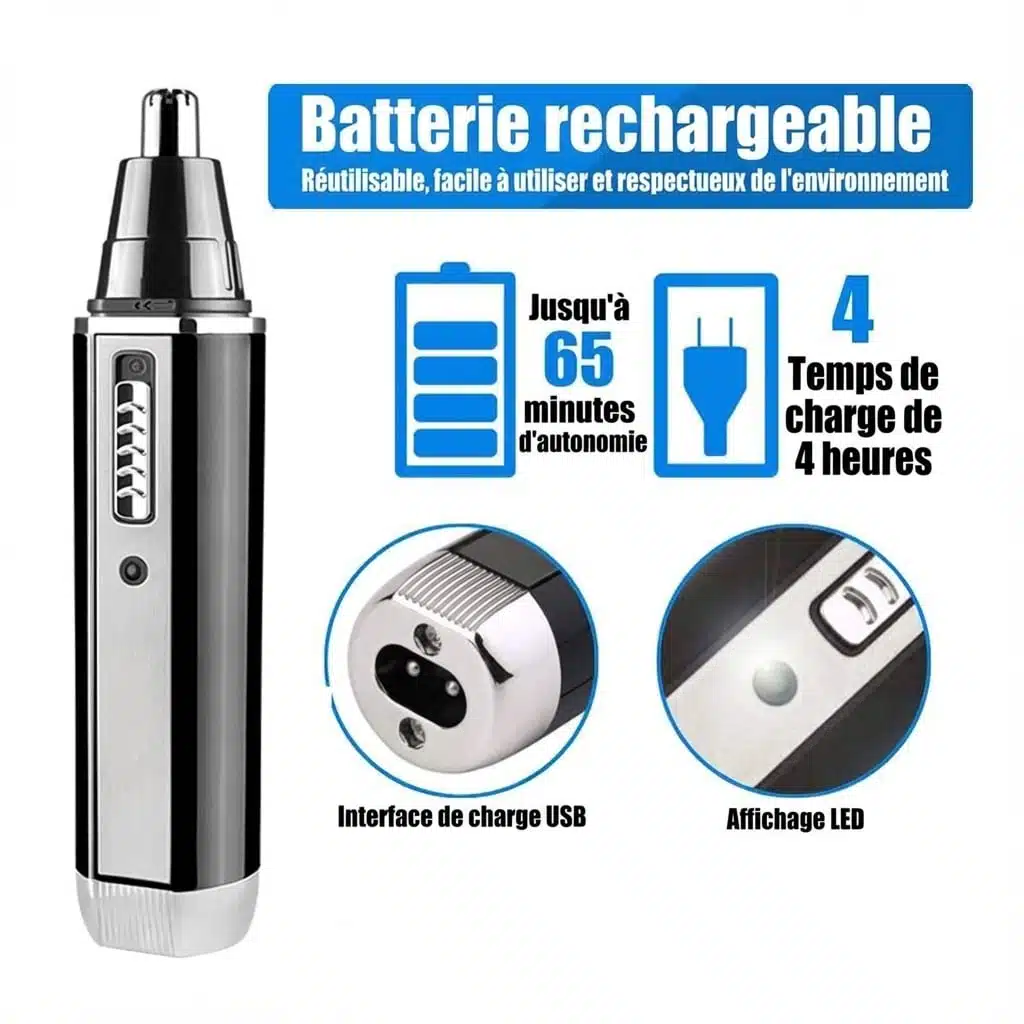 Tondeuse à Barbe et Nez rechargeable 4 en 1 pour homme