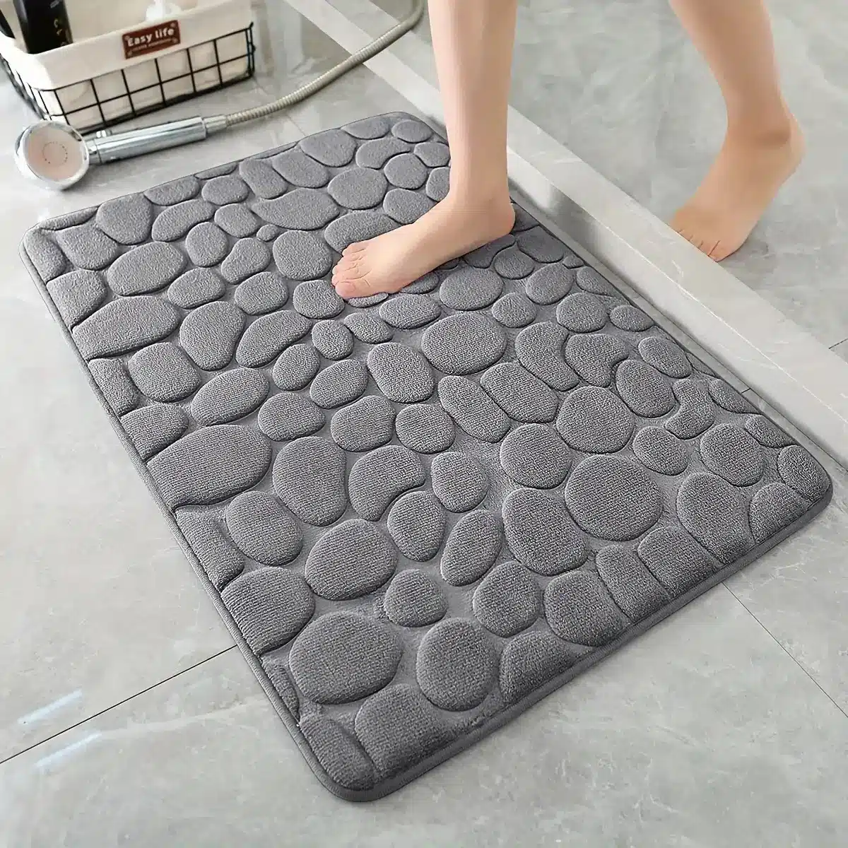 Tapis salle de bain galets absorbant antidérapant