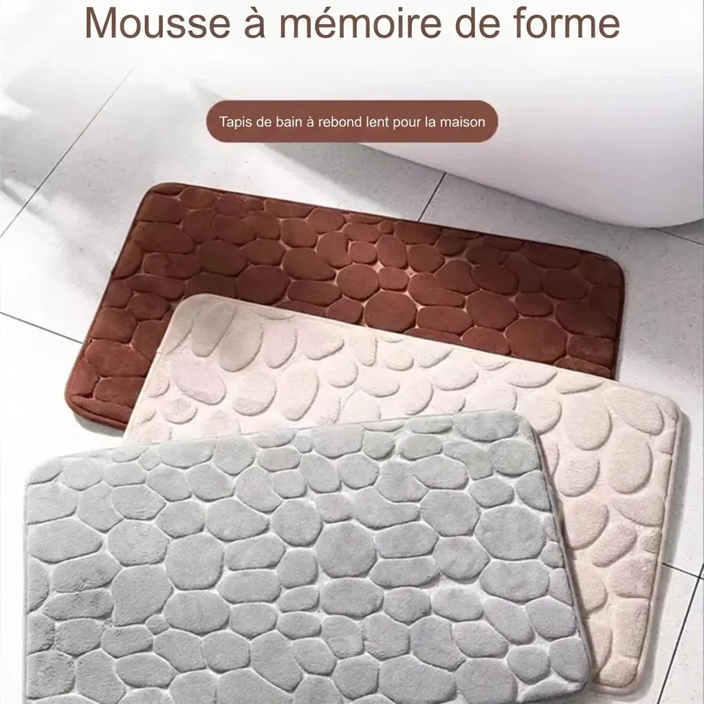 Tapis salle de bain galets absorbant antidérapant