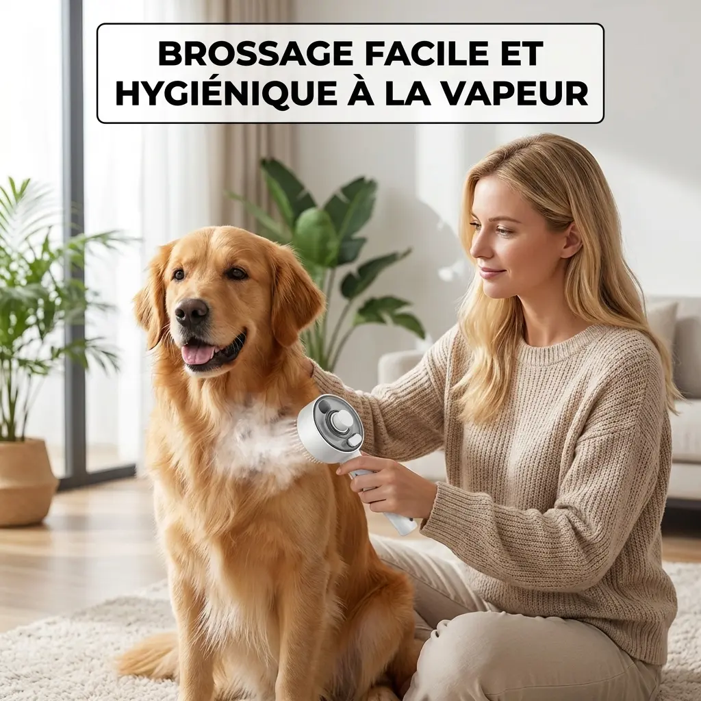 Brosse et peigne de massage et de nettoyage vapeur pour animaux