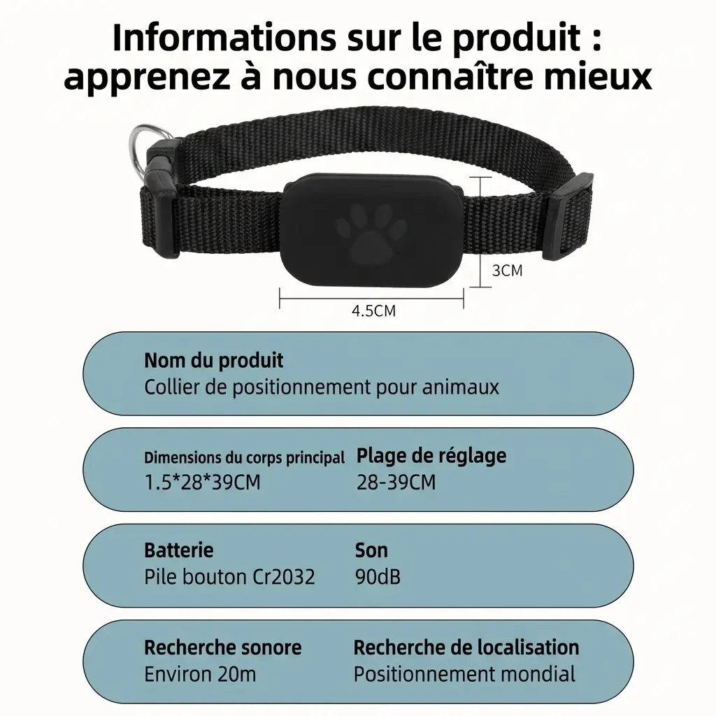 Collier Traceur pour Animaux de Compagnie - suivi temps réel pour Apple