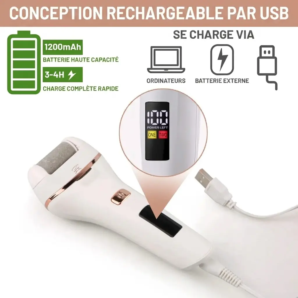 Kit de pédicure professionnel soins des pieds rechargeable USB