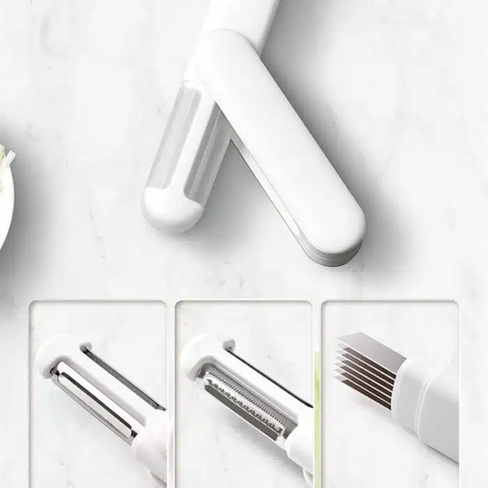 Couteau de cuisine 3 en 1 rotatif multifonction éplucheur et râpe