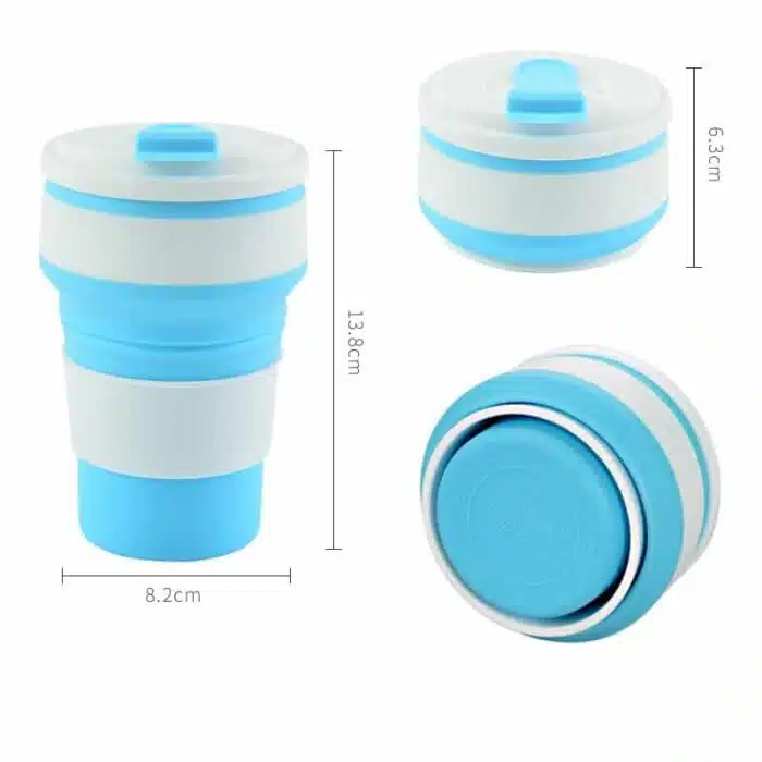 Tasse pliable silicone portable étanche de voyage avec couvercle – Image 5