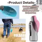 Gourde de voyage pour chiens avec bol anti fuites pliable grande capacité 800ml