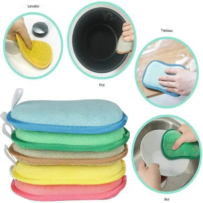 Eponge magique microfibres double action