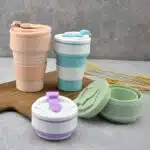 Tasse pliable silicone portable étanche de voyage avec couvercle