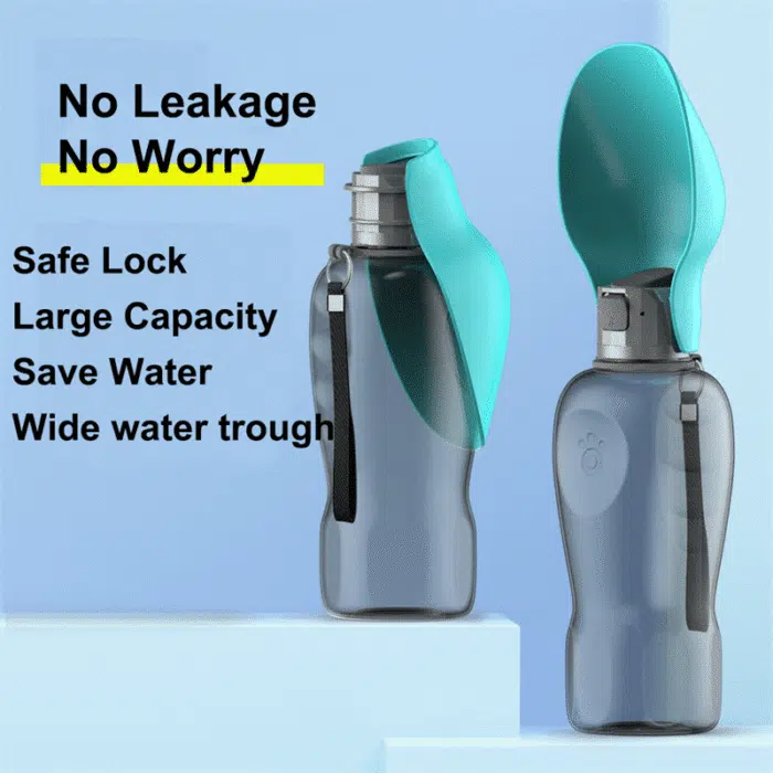 Gourde de voyage pour chiens avec bol anti fuites pliable grande capacité 800ml