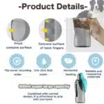 Gourde de voyage pour chiens avec bol anti fuites pliable grande capacité 800ml