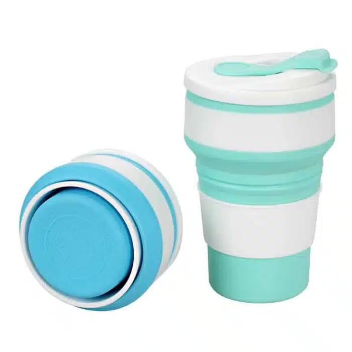 Tasse pliable silicone portable étanche de voyage avec couvercle – Image 4