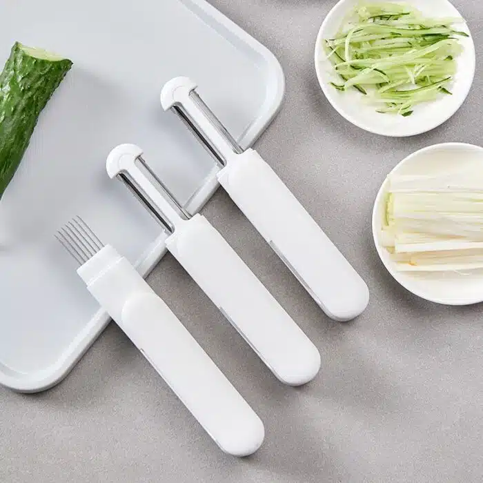 Couteau de cuisine 3 en 1 rotatif multifonction éplucheur et râpe