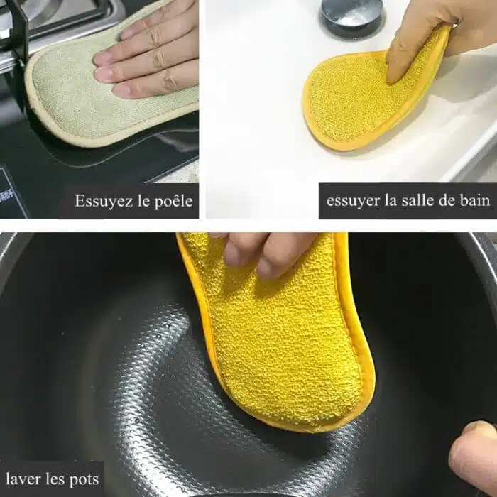 Eponge magique microfibres double action