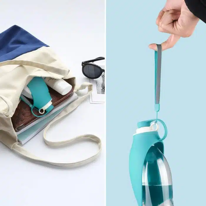 Gourde de voyage pour chiens avec bol anti fuites pliable grande capacité 800ml