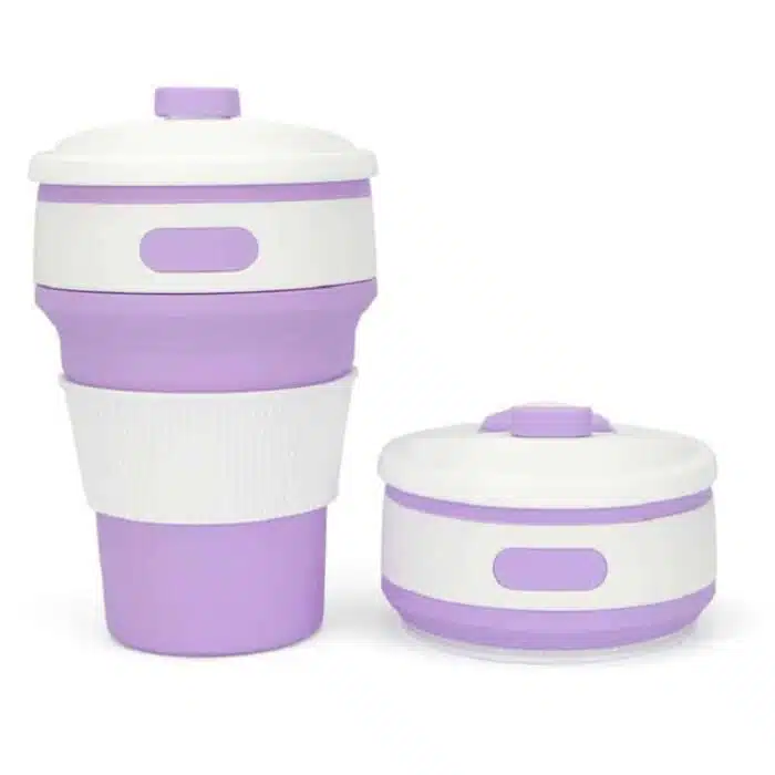 Tasse pliable silicone portable étanche de voyage avec couvercle – Image 10