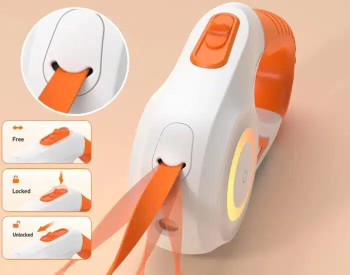 Laisse pour chiens rétractable lumineuse LED 5m
