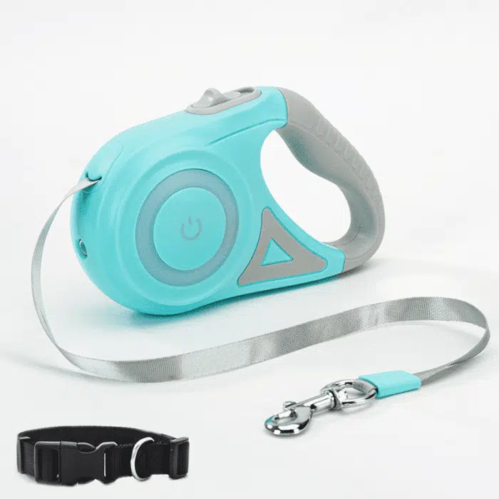 Laisse pour chiens rétractable lumineuse LED 5m