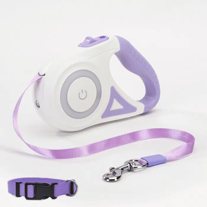 Laisse pour chiens rétractable lumineuse LED 5m