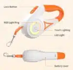 Laisse pour chiens rétractable lumineuse LED 5m