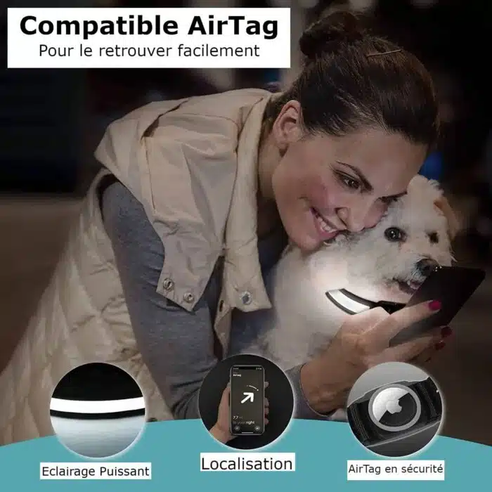 Collier de localisation lumineux pour chiens
