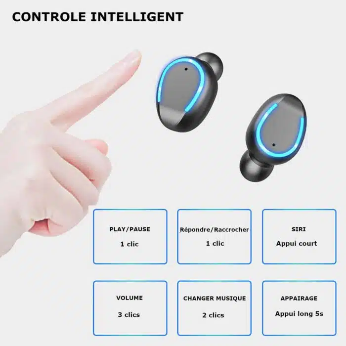 Ecouteurs sans fil Bluetooth à commandes tactiles – Image 9
