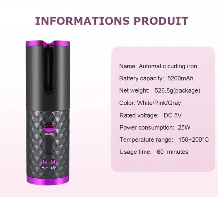 Fer a Friser Automatique Portable HairCare – Image 9