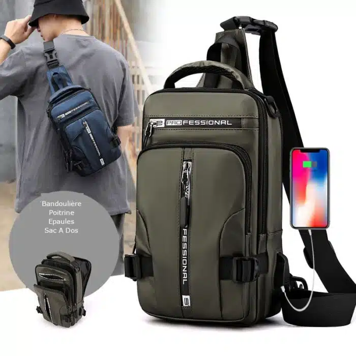 Sac a Dos Bandoulière Multifonction USB Etanche – Image 19