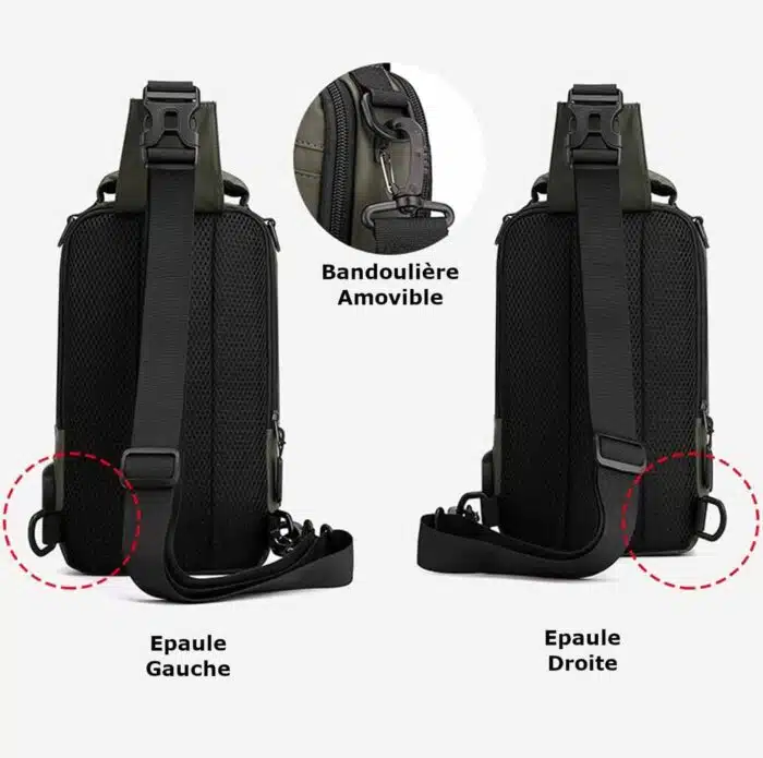 Sac a Dos Bandoulière Multifonction USB Etanche – Image 8