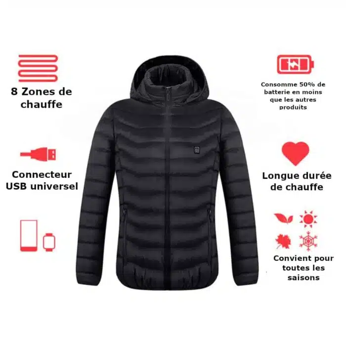 Veste Chauffante USB avec Capuche et Manches longues – Image 2