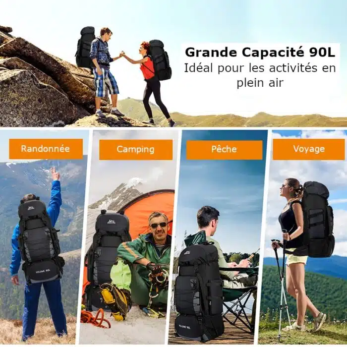 Sac a Dos Randonnée Grande Capacité 90L – Image 15