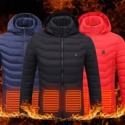Chaqueta calefactada USB con capucha y mangas largas