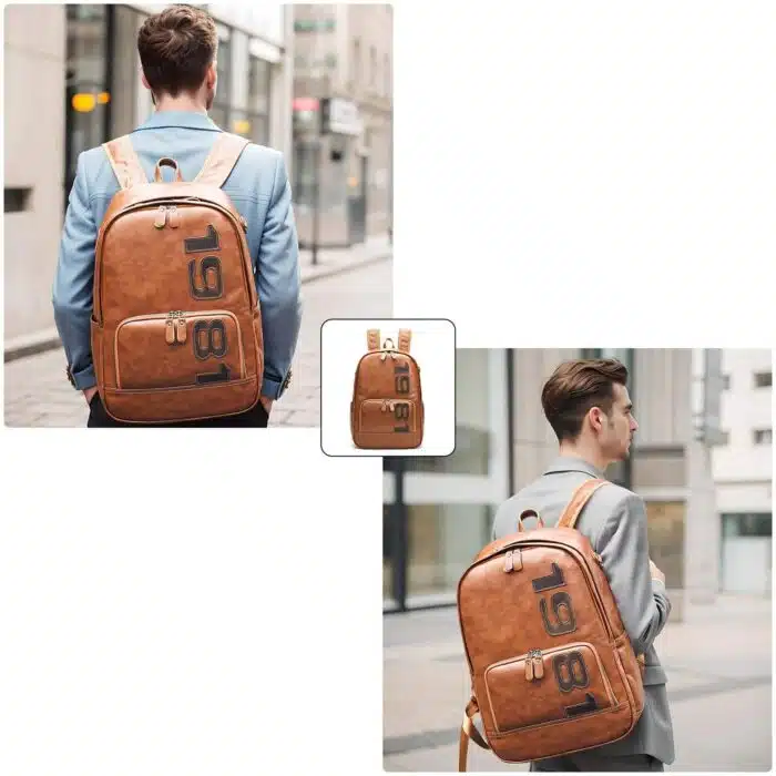 Sac a Dos de Voyage Vintage en Cuir Original – Image 13