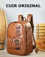 Sac a Dos de Voyage Vintage en Cuir Original – Image 11