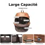 Sac a Dos de Voyage Vintage en Cuir Original – Image 5