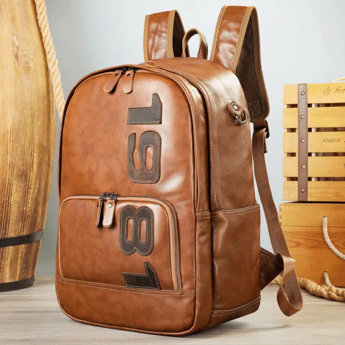 Sac a Dos de Voyage Vintage en Cuir Original – Image 9