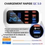 Chargeur Rapide USB 8 Ports 3.0 Affichage LCD 3