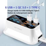 Chargeur Rapide USB 8 Ports 3.0 Affichage LCD 2