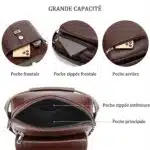Sac a bandoulière et sacoche en cuir pour homme – Image 11