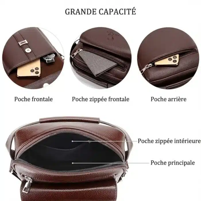 Sac a bandoulière et sacoche en cuir pour homme – Image 11