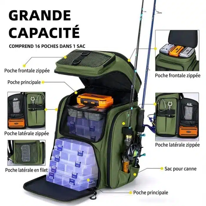 Sac à dos de pêche 50L avec supports – Image 3