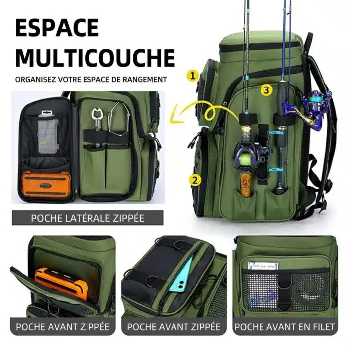 Sac à dos de pêche 50L avec supports – Image 6