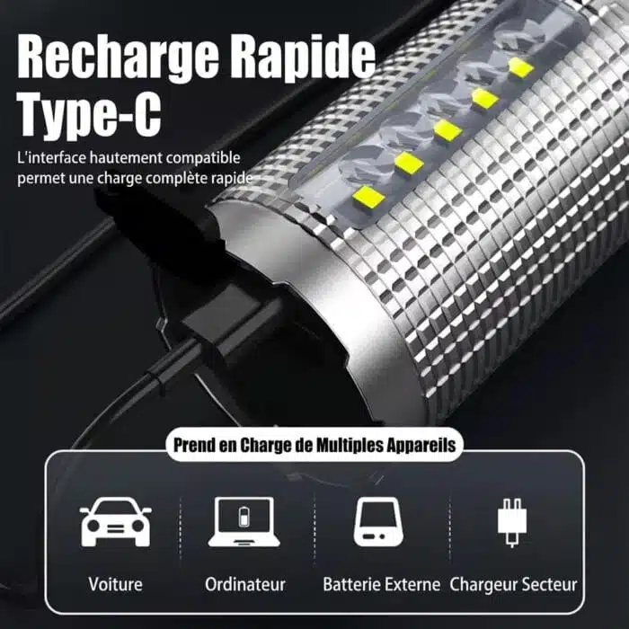 Lampe de Poche LED puissante étanche rechargeable – Image 14