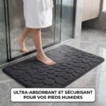 Tapis salle de bain galets absorbant antidérapant