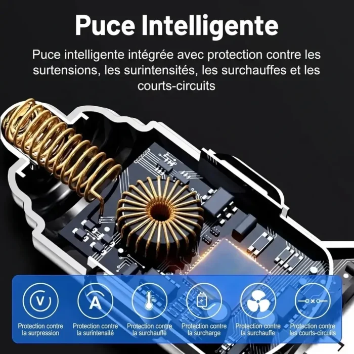 Chargeur Rapide USB Allume-Cigare intelligent 6 ports