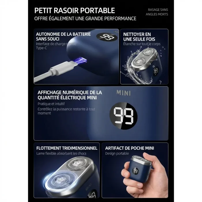 Mini Rasoir électrique de poche pour homme