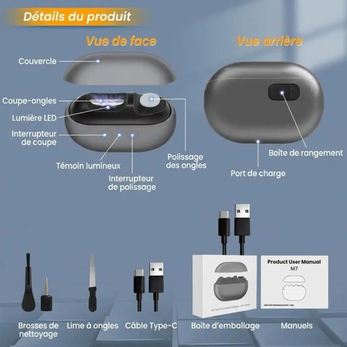Coupe-ongles electrique 2 vitesses USB