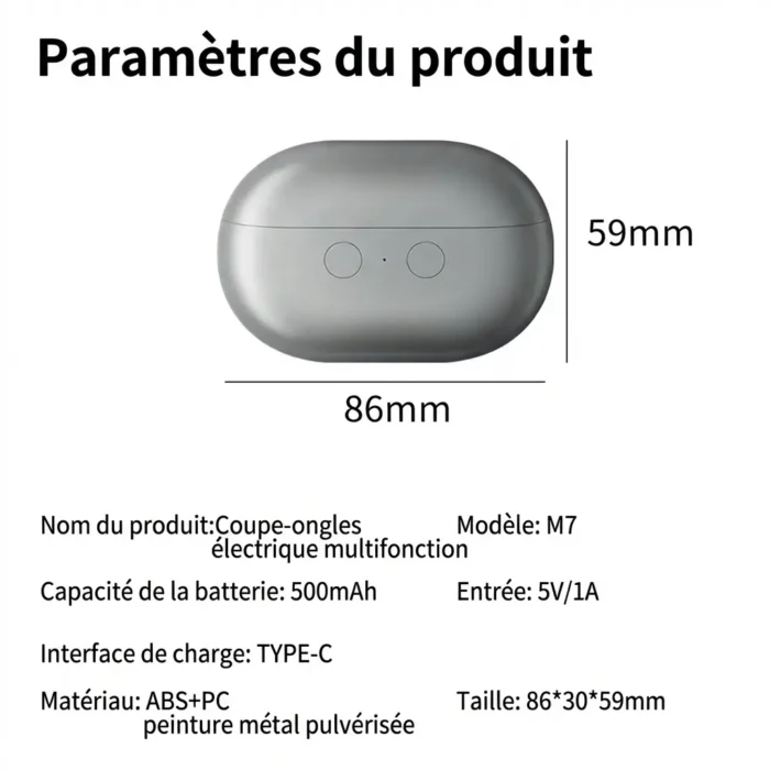 Coupe-ongles electrique 2 vitesses USB