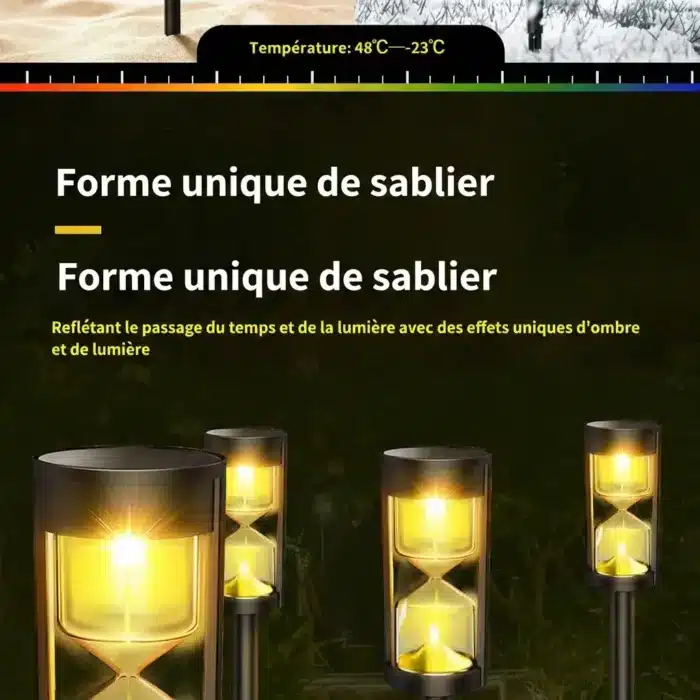 Lumières solaire LED de chemin sablier pour jardin